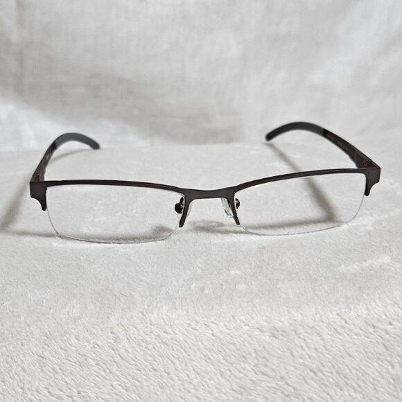 FOSSIL Carson Bronze Steel Half Rim Mens Eyeglasses Frame, 49 17 135, w/case - Picture 10 of 12